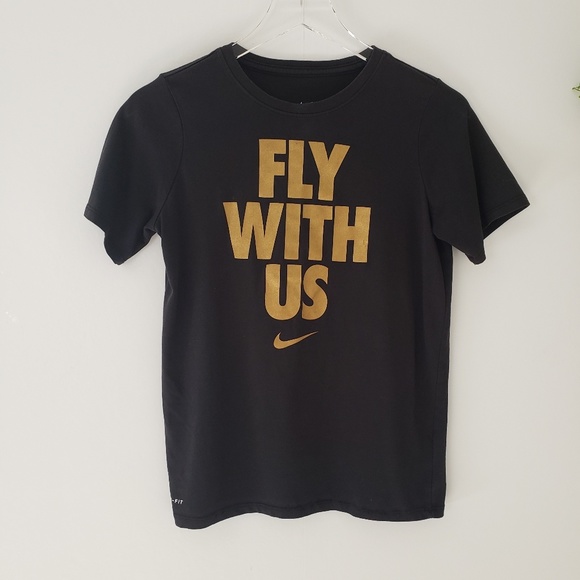 Nike Tops - 'Fly With Us' Nike Nlack/Gold Tee